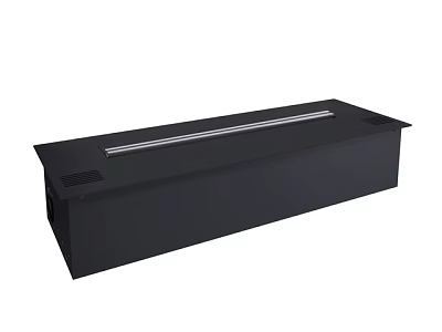 Modern Black Linear Fireplace With Sleek Surface And Side Vents Design 3d model