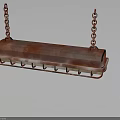 Red Hanging Bench With Textured Surface And Metal Chains For Modern Home Decor
