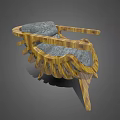 Unique Design Single Sofa With Curved Wooden Frame And Gray Fabric Cushions
