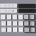 Modern White And Black Switch Panels With Single Double Switches And USB Ports