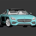 Blue Mercedes Benz Two Door Sports Car Model With Black Roof And Shiny Exterior