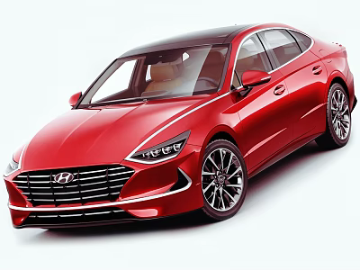Red Hyundai Car With Modern Sleek Body Design And Alloy Wheels 3d model