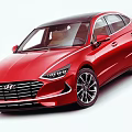 Red Hyundai Car With Modern Sleek Body Design And Alloy Wheels