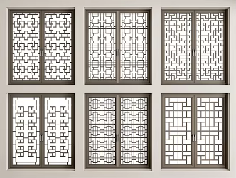 New Chinese-style openwork window 3d model