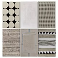 Stylish Square Rugs With Assorted Patterns For Modern Living Room Interior Decor 3d model