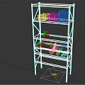Sturdy Metal Frame Display Shelf With Multiple Wooden Tiers For Organizing Storage Boxes And Rolls