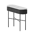 Modern Console Table With Marble Top And Black Ribbed Frame Crossed Legs 3d model