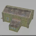 Traditional Building With Sloped Tile Roof Wooden Walls Windows And Small Attached Structure