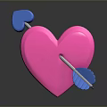 3D Rendered Shiny Pink Heart With Blue Arrow On Dark Background