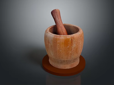 Handcrafted Wooden Mortar And Pestle Practical Household Tool For Grinding Spices And Herbs 3d model