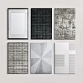 Square Rugs with Geometric Patterns in Neutral Black White Grey Tones 3d model