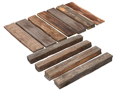 Different Types of Natural Stone and Wood Planks with Rich Textures for Interior Decoration 3d model