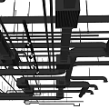 Industrial Black Metal Pipes Interconnected On Ceiling With Complex Network Structure 3d model