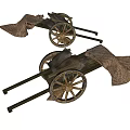 Traditional Ancient Carts With Wooden Wheels And Cloth Coverings