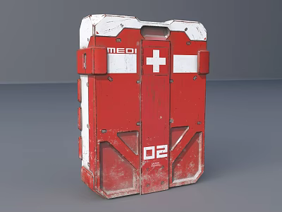 Red Medical Device Emergency Case With White Cross MEDI 02 Identification Markings 3d model