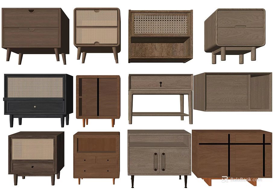 Various Design Decorative Cabinets With Drawers Doors And Wooden Structures 3d model 