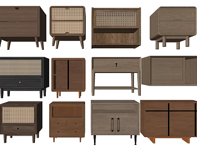 Various Design Decorative Cabinets With Drawers Doors And Wooden Structures 3d model