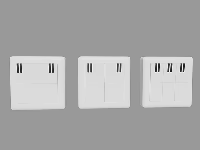 White Switch Panels With Three Different Design Options For Home Electrical Use 3d model