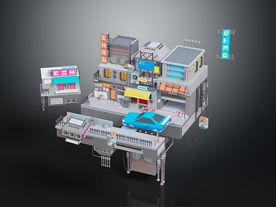 Mechanical Parking Garage Building With Multi Level Structure And Automated Parking Systems 3d model