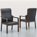 Modern Office Chairs With Black Leather Seats And Wooden Frame Design