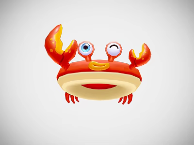 Red Crab Shaped Sports Equipment With Big Eyes For Kids Exercise Training 3d model