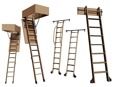 Hardware Tools Various Ladders Including Folding Wheeled And Storage Designs For Home Use 3d model