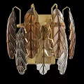 Elegant Leaf Shaped Wall Lamp With Metallic Golden Copper Leaves Design 3d model