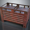 Vintage Red Wooden Storage Crate With Slatted Sides Top Frame And Wheels