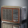 Vintage Electronic Appliance With Wooden Panel Metal Frame Front Grilles And Control Knobs 3d model