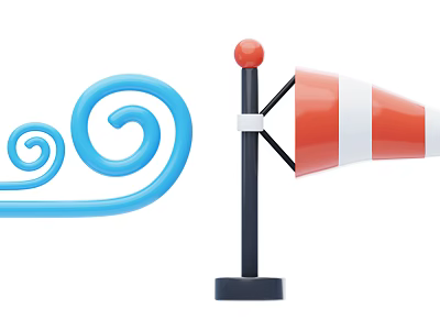 Blue Spiral Shape And Orange White Striped Horn With Black Pole Red Ball Top 3d model