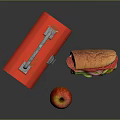 Delicious Fresh Sandwich And Apple With Red Ketchup Sauce Lunchbox On Table