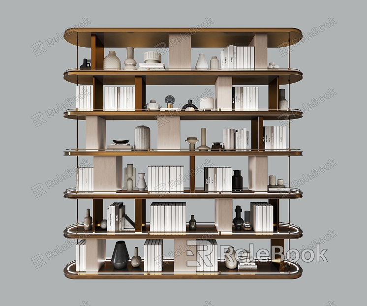 New Chinese Style Stainless Steel Entrance Bookcase model