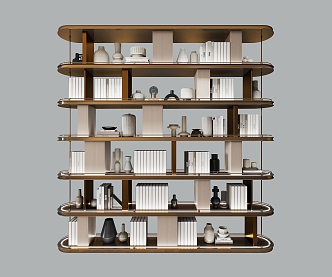 New Chinese Style Stainless Steel Entrance Bookcase 3d model