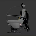 Black Seat With Headrest Yellow Safety Belt Gray Armrests And Stable Metal Base