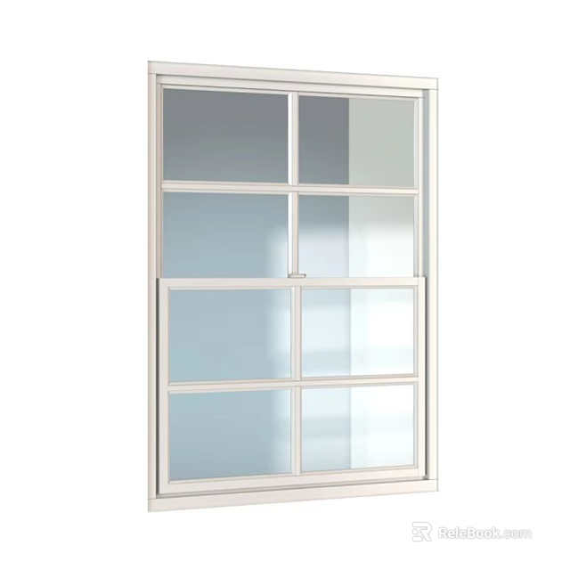 Casement Window Featuring White Frame and Multiple Glass Panes in Modern Style Design 3d model 