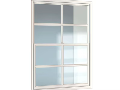 Casement Window Featuring White Frame and Multiple Glass Panes in Modern Style Design 3d model