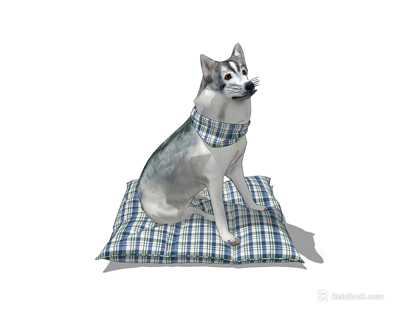 Reptile Lizard Wearing Plaid Scarf Sitting On Checkered Mat 3d model 