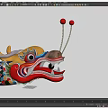 Traditional Chinese Dragon Head Decorative Craft With Colorful Patterns And Red Tassels
