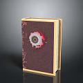 Decorative Book Cover With Brown Background Red White Circular Pattern And Gold Trim