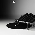 Modern Single Sofa With Black Spherical Balls And Metal Legs Design 3d model