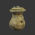 Decorative Ceramic Vase With Lid Intricate Patterns And Handles For Home Decor