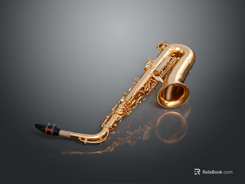 Shiny Golden Brass Saxophone Decorative Accessory For Home Living Space 3d model 
