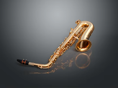 Shiny Golden Brass Saxophone Decorative Accessory For Home Living Space 3d model