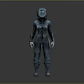 Futuristic Blue Astronaut Suit 3D Model With Helmet Full Body Design And Boots