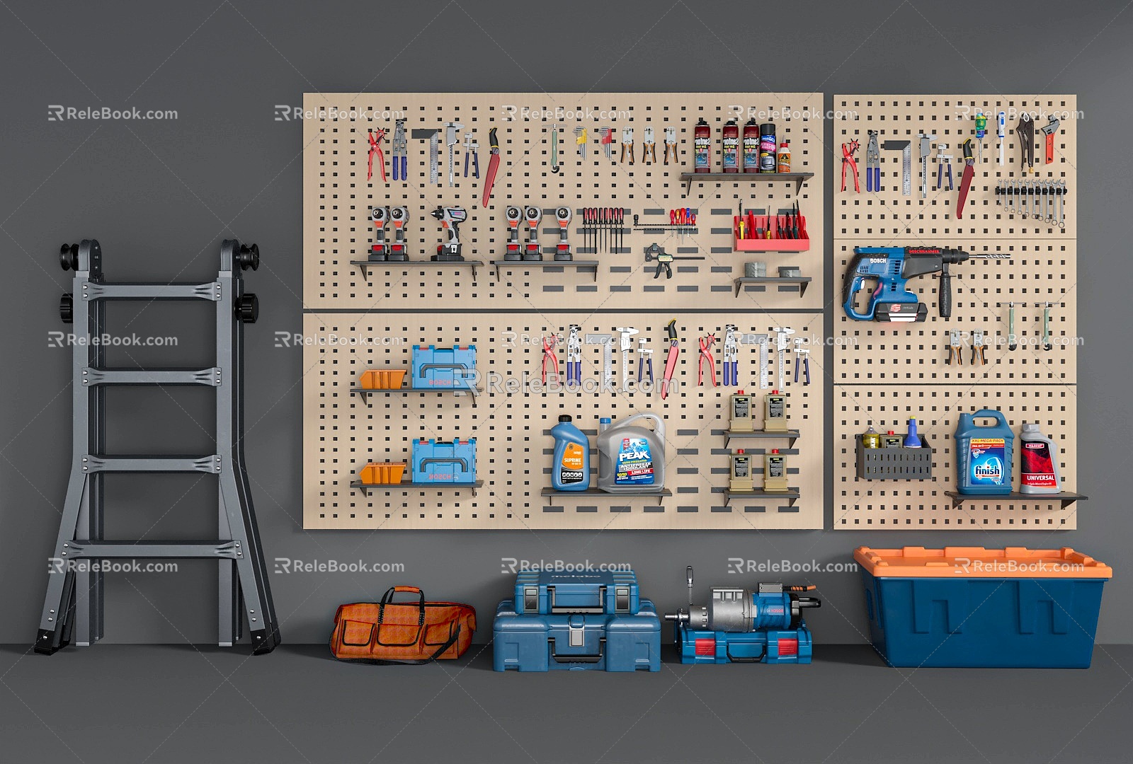 Tool wall hole plate ladder 3d model