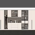 Elegant Modern Wine Cabinet With Glass Doors LED Lighting And Wine Displays