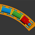 Electric Toy Train With Colorful Building Blocks On Orange Track For Kids Play