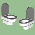 Modern White Toilets With Open Lids And Sleek Design Features 3d model