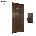 Wooden Door With Square Patterns And Modern Handle For Interior Design 3d model