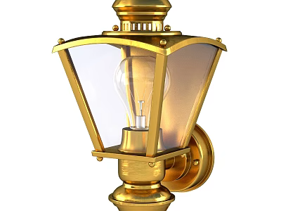 Elegant Golden Wall Lamp With Glass Shade And Classic Design For Home Decoration 3d model